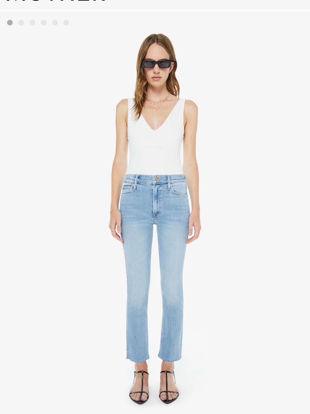 MOTHER | Mid Rise Dazzler Ankle Fray Jean